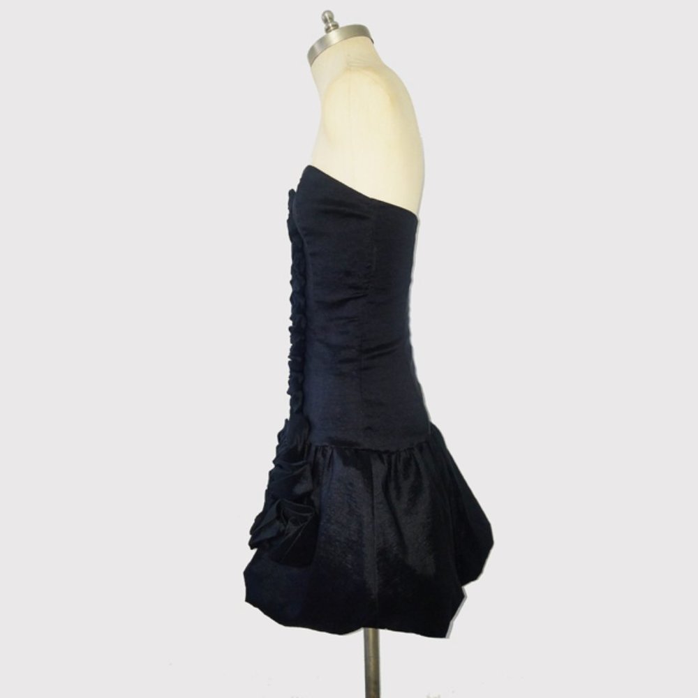 Vtg 80s Black Strapless Cocktail Party Dress 6 - Picture 6 of 9
